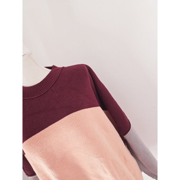 Free People Easy Street Cotton Blend Colorblock Knit Oversize Sweater Jumper M - Picture 6 of 11